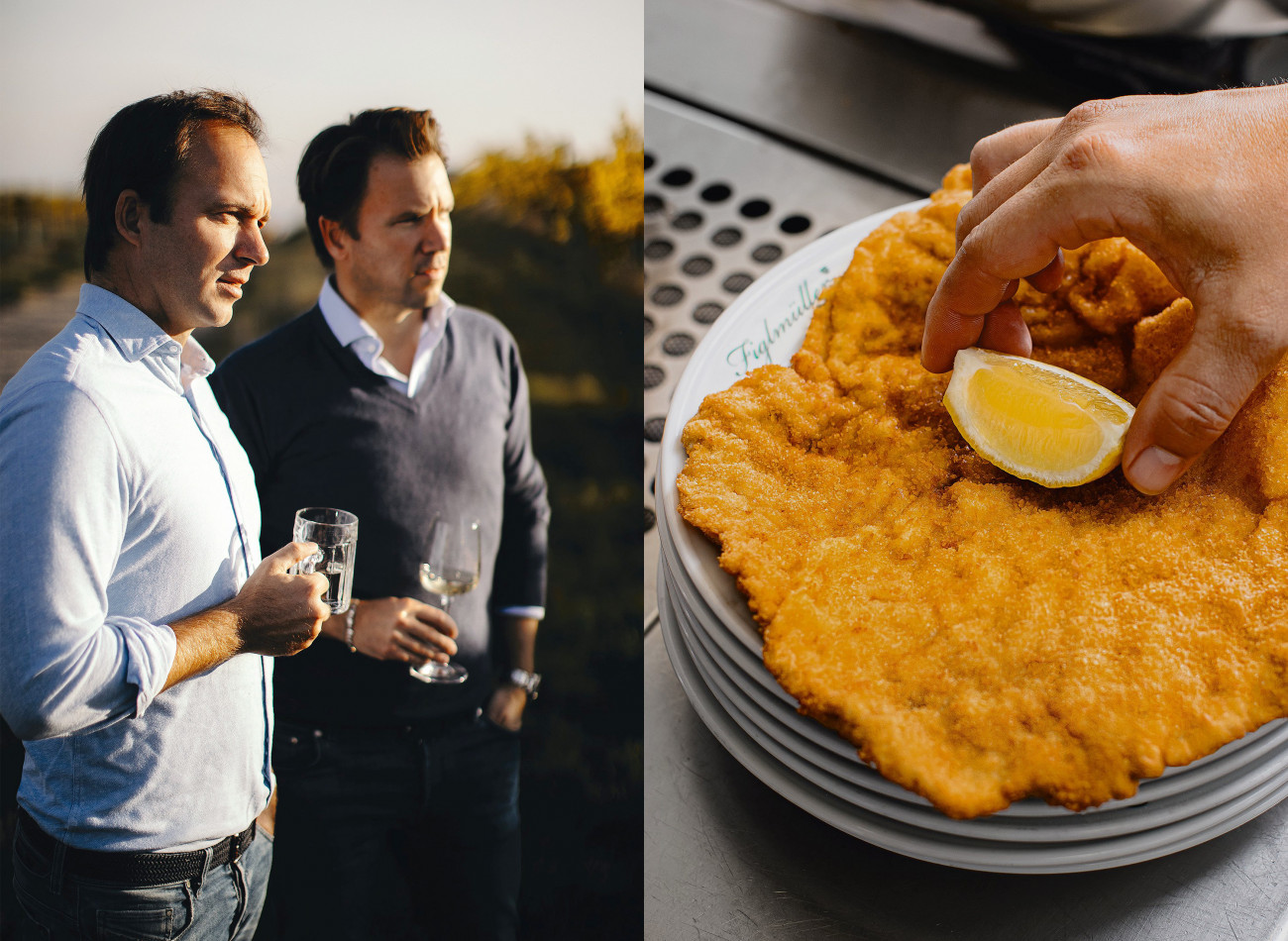 Die Figlmüller Brüder und ein Wiener Schnitzel mit Zitrone.