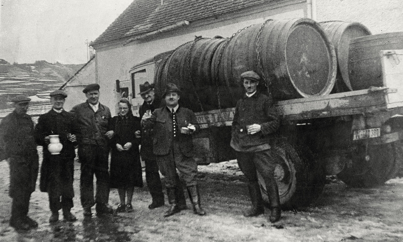 Ein altes Foto, welches den eigenen Weinanbau von Figlmüller zeigt.